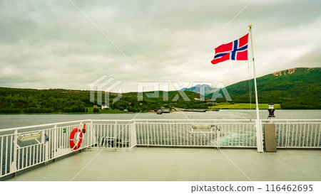 Ferry boat ride route to Lofoten islands Norway Ferry boat ride route to Lofoten islands Norway 116462695