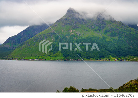 Fjord landscape. Lofoten islands Norway Fjord landscape. Lofoten islands Norway 116462702