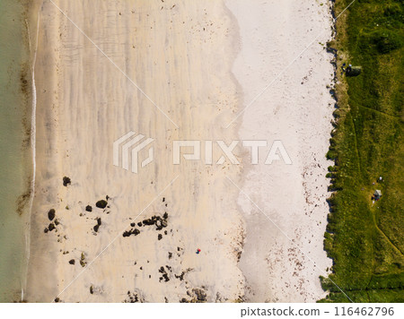 Aerial view. Sea water and sandy shoreline Aerial view. Sea water and sandy shoreline 116462796