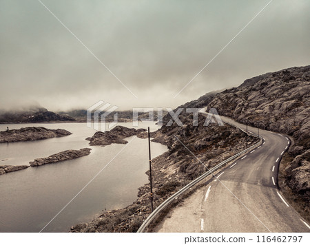 Road and lakes in mountains Norway Road and lakes in mountains Norway 116462797