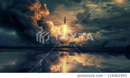火箭起飛進入太空 116462945