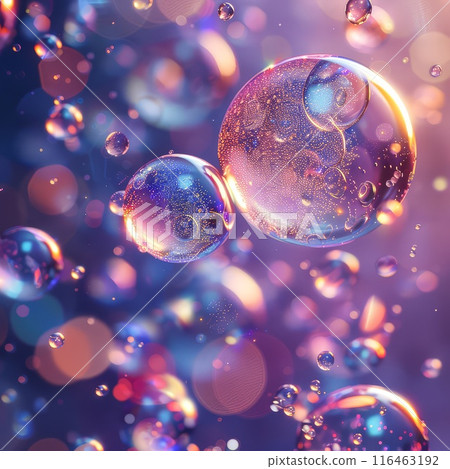 Floating shiny circles on a blue abstract backdrop 116463192