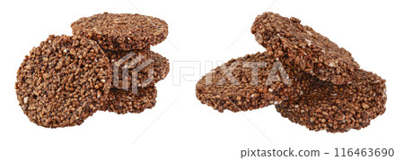 amaranth cookies with carob isolated on white background with full depth of field. Healthy food. 116463690