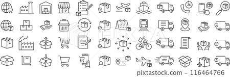 單色物流線繪圖圖示集 單色物流線繪圖圖示集 116464766