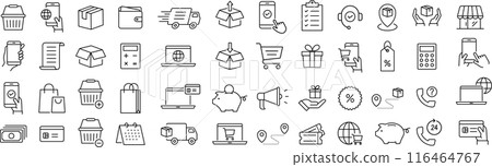 單色購物線繪圖圖示集 116464767