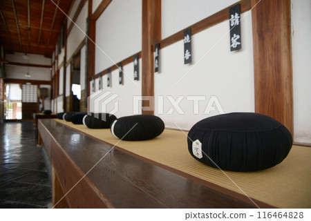 Inside the monk's hall at Koshoji Temple, Uji City, Kyoto Prefecture Inside the monk's hall at Koshoji Temple, Uji City, Kyoto Prefecture 116464828