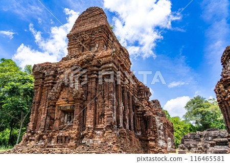 My Son ruins, a sacred site of the Champa Kingdom in Vietnam, where Hindu gods are enshrined 116465581