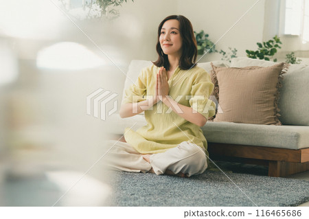 Yoga in the living room Yoga in the living room 116465686