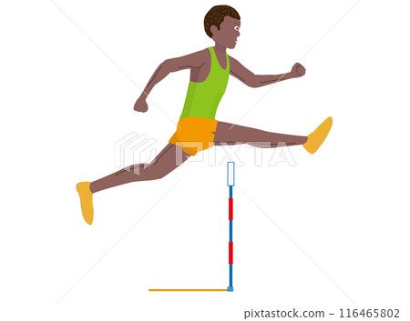 這是一名男子賽跑跨欄比賽的插圖。 這是一名男子賽跑跨欄比賽的插圖。 116465802