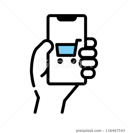 Mail order, smartphone, shopping, hand, basket 116467543