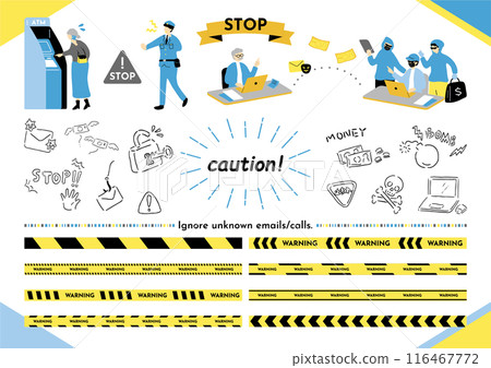 詐騙損害警示插畫素材合集 詐騙損害警示插畫素材合集 116467772