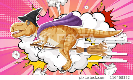 Dinosaur Witch on a Broomstick 116468352