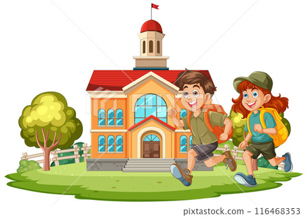 Children Running to School 116468353