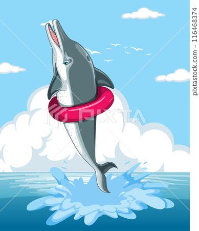 Dolphin Jumping with Life Preserver Dolphin Jumping with Life Preserver 116468374