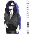 Woman with sunglasses and red lipstick 116468410