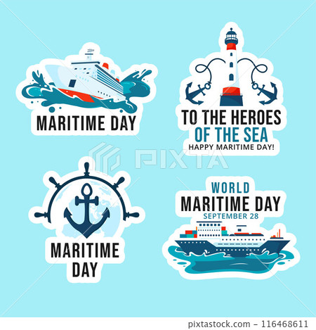 Maritime Day Label Flat Cartoon Hand Drawn Templates Background Illustration Maritime Day Label Flat Cartoon Hand Drawn Templates Background Illustration 116468611