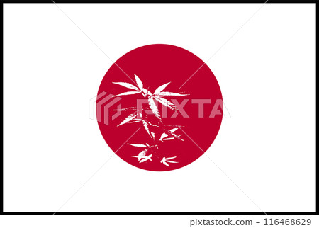 日本國旗和日本國旗內的大麻(紅x白)插圖。 日本國旗和日本國旗內的大麻(紅x白)插圖。 116468629