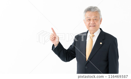 Business Senior Male Lawyer Pointing 116469387