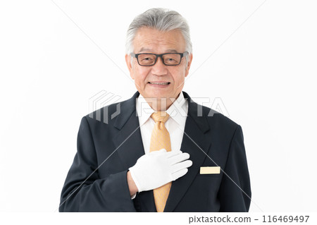 Senior men business white gloves 116469497