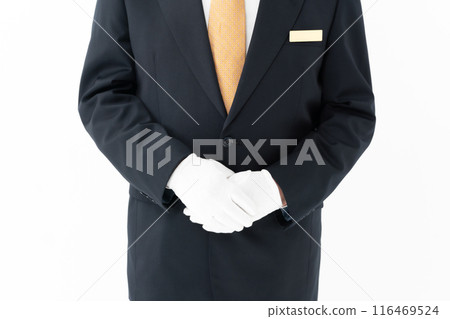 Senior male business white gloves faceless 116469524