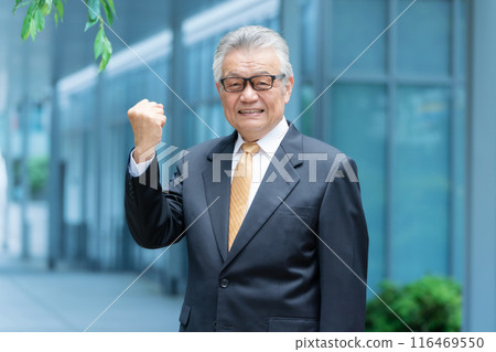 Business senior man outdoor fist pump 116469550
