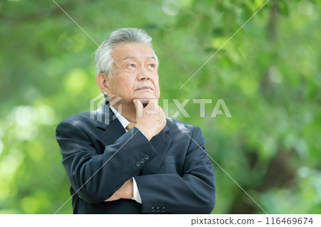 Senior man, fresh green, arms crossed 116469674