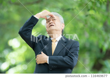 老人擔心新鮮的綠色植物 116469677