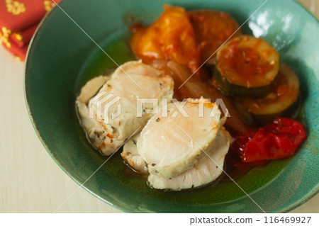 手工製作的未包裝雞肉火腿佐羅勒蒜味料理鼠王 手工製作的未包裝雞肉火腿佐羅勒蒜味料理鼠王 116469927