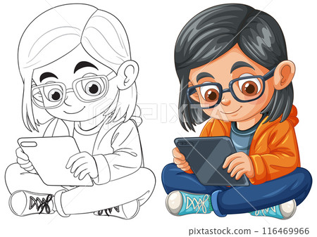 Child Engaged with Tablet Child Engaged with Tablet 116469966