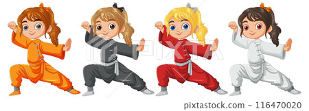 Children Practicing Martial Arts Children Practicing Martial Arts 116470020