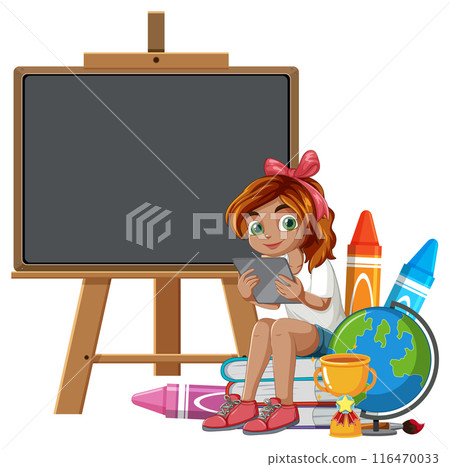 Girl Reading in Classroom Setting 116470033