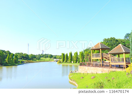 A view of Aichi Health Forest Park, which spans Obu City and Higashiura Town in Aichi Prefecture 116470174