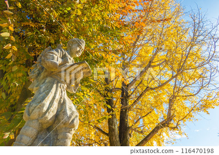 Statue of Kinjiro Ninomiya in the schoolyard Statue of Kinjiro Ninomiya in the schoolyard 116470198