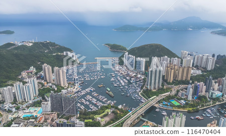 June 29 2021 view of Hong Kong typhoon shelter in aberdeen 116470404