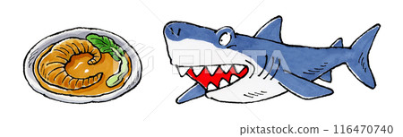 Shark and shark fin soup 116470740