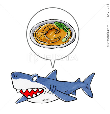 Shark and shark fin soup (with speech bubble) Shark and shark fin soup (with speech bubble) 116470741