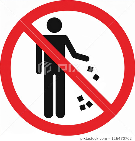 禁止亂丟垃圾的象形圖 116470762