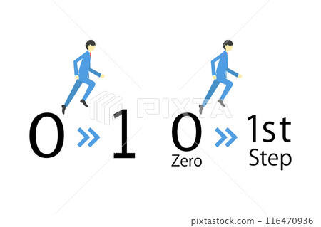 Illustration of a businessman taking the first step Illustration of a businessman taking the first step 116470936