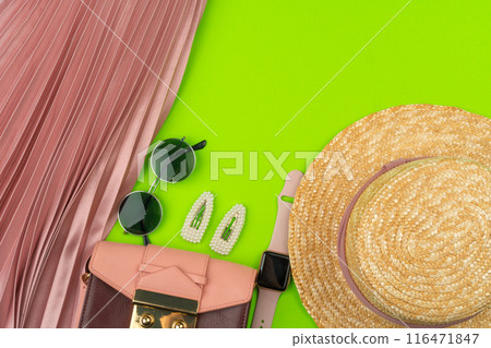 Woman fashion clothes and accessories close up 116471847