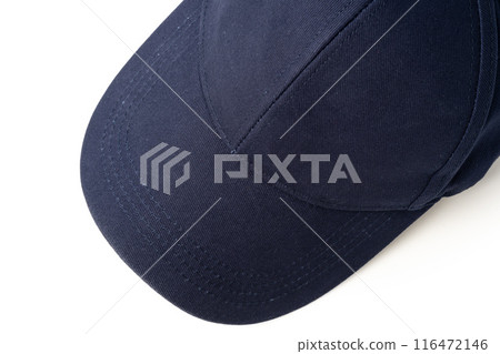 Navy Blue Baseball Cap on a White Background With Clear Lighting Navy Blue Baseball Cap on a White Background With Clear Lighting 116472146