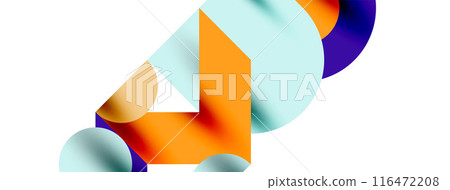 Metal color circles with shadows and other geometric elements composition for wallpaper, banner, background or landing Metal color circles with shadows and other geometric elements composition for wallpaper, banner, background or landing 116472208