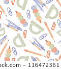 Seamless School Supplies Pattern in Flat Style 116472361
