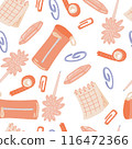 Seamless School Supplies Pattern in Flat Style 116472366