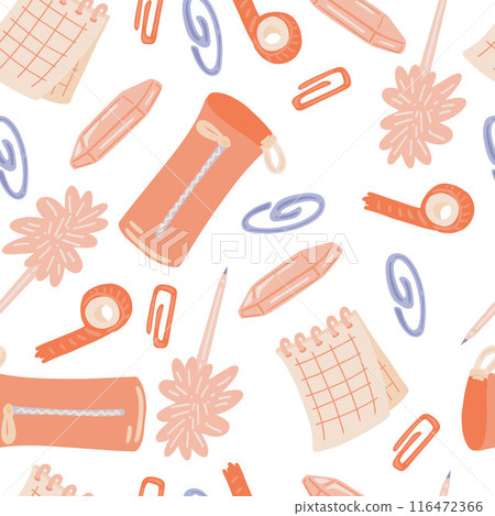 Seamless School Supplies Pattern in Flat Style 116472366