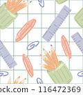 Seamless School Supplies Pattern in Flat Style 116472369