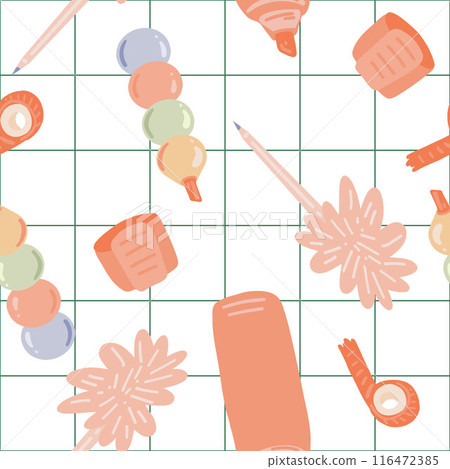Seamless School Supplies Pattern in Flat Style Seamless School Supplies Pattern in Flat Style 116472385