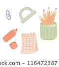 Flat design set of school supplies back to school september 1 116472387