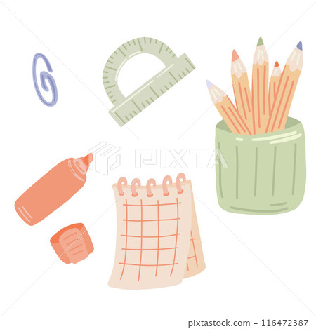 Flat design set of school supplies back to school september 1 Flat design set of school supplies back to school september 1 116472387
