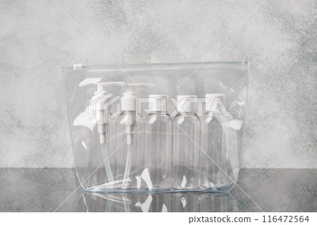 Clear Travel Bottles In A Zippered Bag 116472564