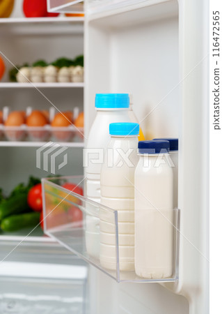 Well-Stocked Refrigerator With Fresh Produce, Eggs, and Other Groceries Well-Stocked Refrigerator With Fresh Produce, Eggs, and Other Groceries 116472565